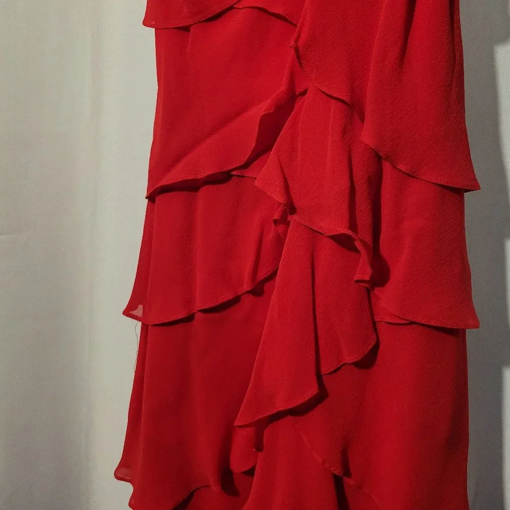 NWOT Cache silk ruffled dress with rosette size 4 - Picture 4 of 6